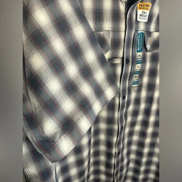 Carhartt NWT Men’s Force Relaxed Fit Short Sleeve Button Front Plaid Shirt - Picture 10 of 14